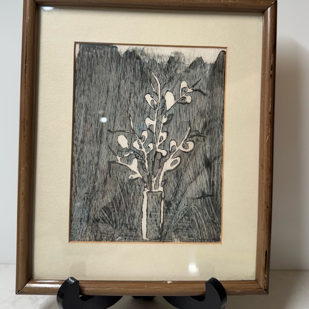 Framed Black and White Botanical Block Art Print